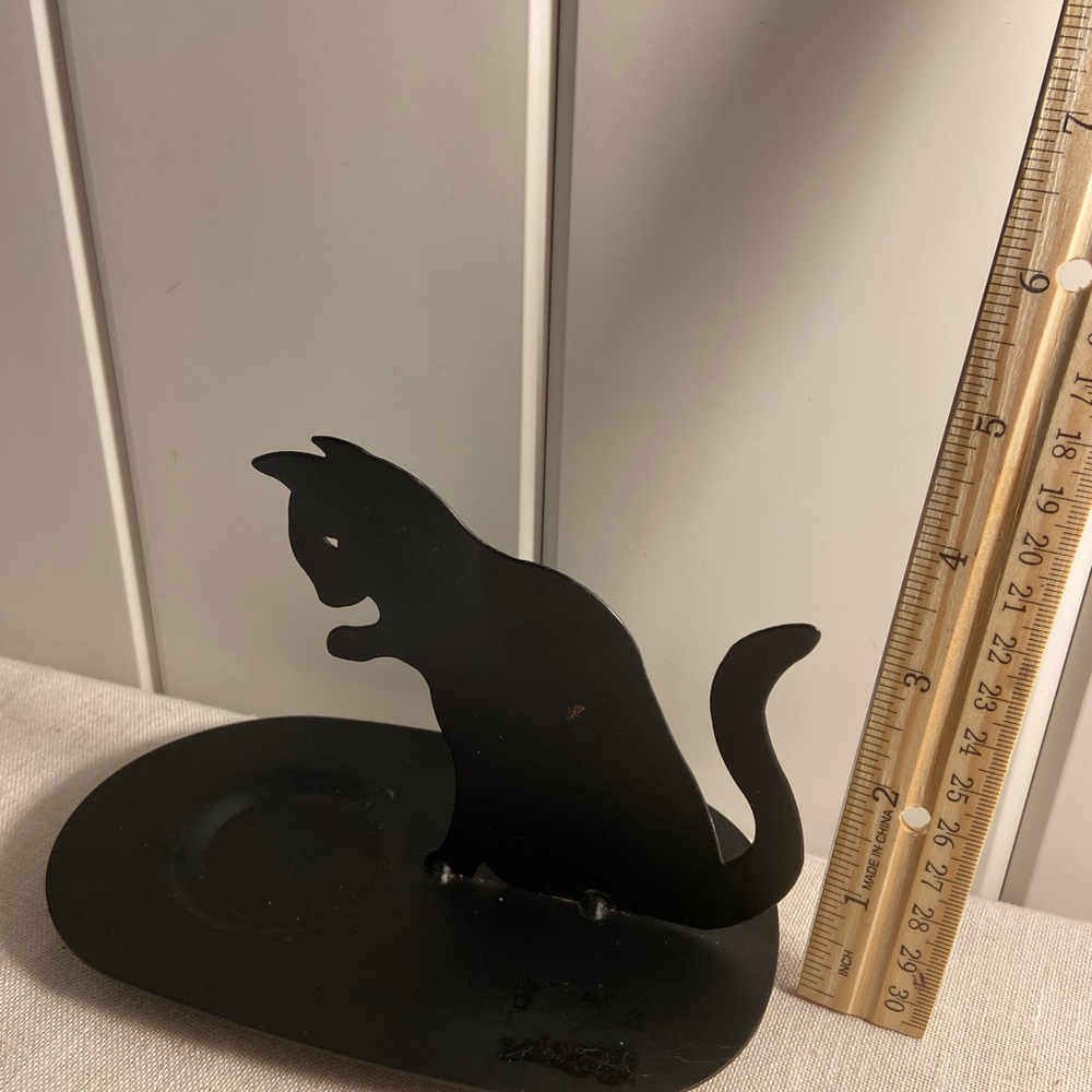 Vintage Black Cat face Metal Wall Decor candle holder LOT black cat silhouette - Picture 7 of 16